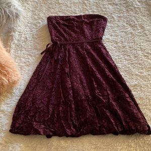 NY & Co Eva Mendes lace purple strapless dress